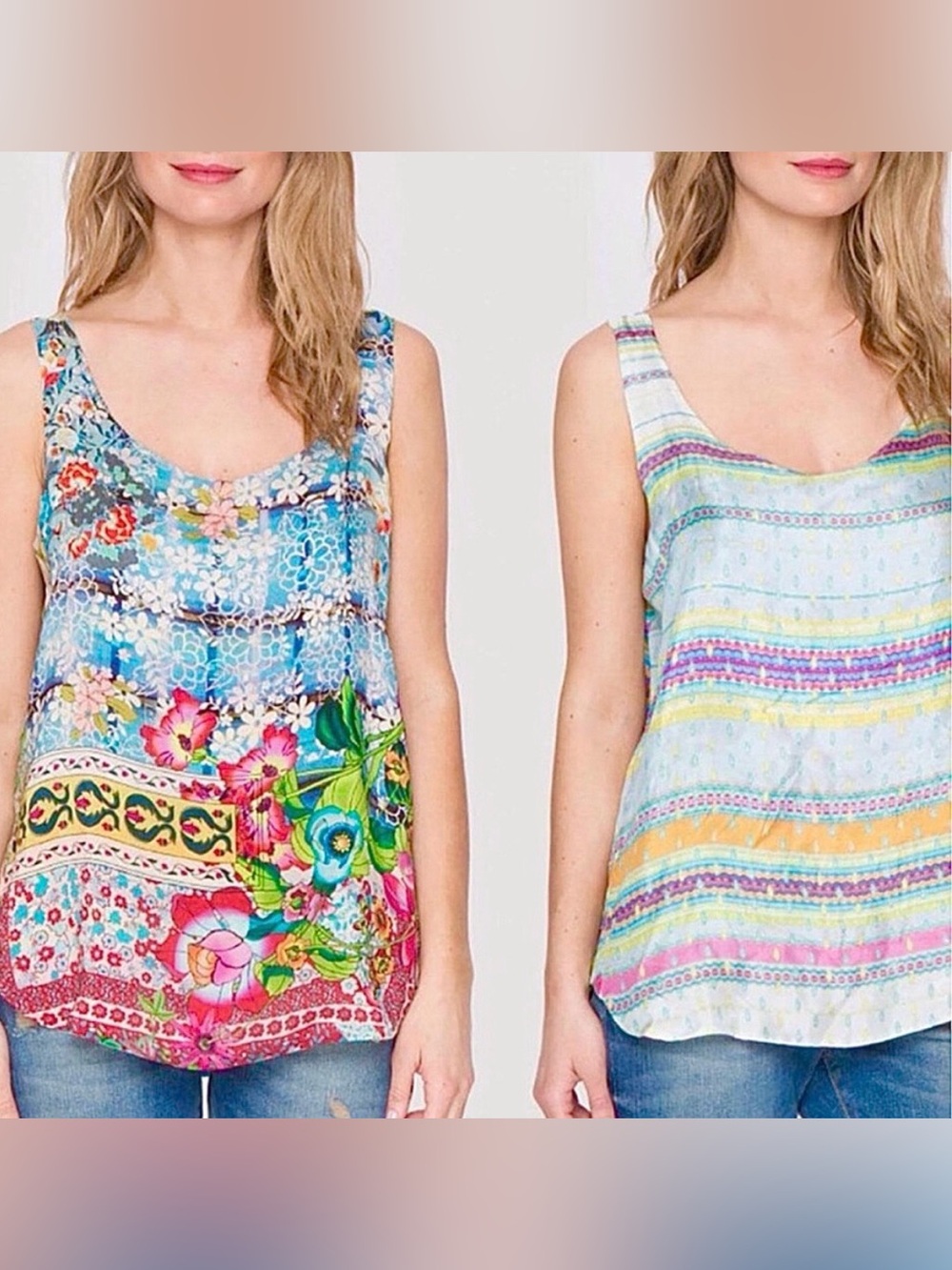 Johnny Was Reversible Mixed-Print Tank